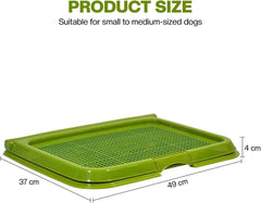 Dog toilet for Puppies and Small dogs, Durable plastic dog potty tray with Leak-proof design, Grid design, and Anti-slip bottom, Lightweight pet training tray for Indoor/Outdoor use 49 cm