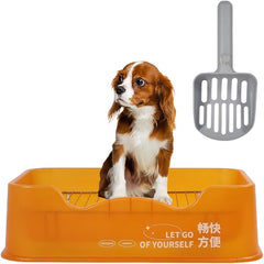 Dog training toilet for small to medium dogs, Detachable dog toilet with Shovel, Stainless steel grid, and Anti-slip pads, Suitable for indoor & outdoor, Leak-proof dog tray 52 cm