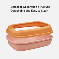 Cat litter box for medium to large cats, Semi-enclosed cat litter box with Detachable design, Durable plastic, Raised fence, and Litter scoop, Ideal for indoor/outdoor, Splash-proof 65 cm