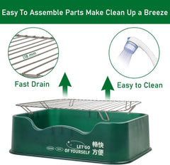 Dog training toilet for small to medium dogs, Detachable dog toilet with Shovel, Stainless steel grid, and Anti-slip pads, Suitable for indoor & outdoor, Leak-proof dog tray 52 cm