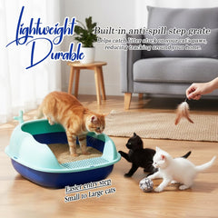 Enclosed cat litter box with Scoop, Durable plastic & High sided, 46 cm Kitty litter tray with Removable Grid, Anti-splash, Detachable and Easy to clean, Ideal for Kitten to large Indoor cats