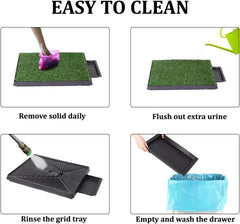 Artificial grass mat dog toilet for Medium to Large Dogs, Dog potty training tray with Pee isolation wall, Detachable design, and Removable tray, Ideal for Indoor/Outdoor use