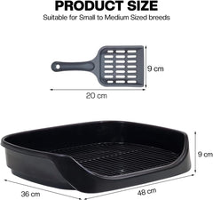 Dog toilet tray with Removable metal grid, Litter scoop, and Leak-proof design, Puppy potty training pad holder for Small to Medium dogs, Ideal for Indoor/Outdoor use, Easy to clean, 48 cm