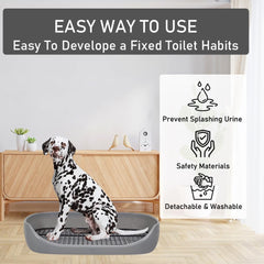 Dog toilet tray with Removable metal grid, Litter scoop, and Leak-proof design, Puppy potty training pad holder for Small to Medium dogs, Ideal for Indoor/Outdoor use, Easy to clean, 48 cm