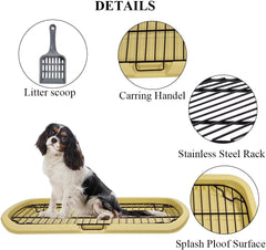 Dog toilet with Sturdy iron mesh, Carrying handle, and Litter scoop, Detachable indoor trainer for medium to large dogs, Flat dog toilet, Ideal for indoor & outdoor use 65 cm, Easy to clean