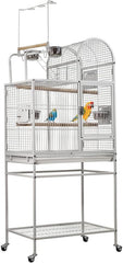 Bird Cage - Wrought Iron Stainless Steel with Storage Shelves White Lovebirds Cage and 4 Feeding Bowls - 160 cm | Toy Hooks above the Top Bird Perch | Perch for Birds | Food Container