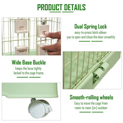 2-Tier Cat Cage with Locking Wheels, Wide Shelves, Multi-Access Door, and Sturdy Metal Wire, 117 cm Cat Playpen for Indoor-Outdoor Use, Durable Pet Crate, Easy to Assemble and Easy to Clean, (Green)