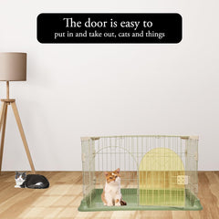 Cat cage with Metal wire and Lockable door, Multi-feature enclosed cat condo for Medium to large cats, Durable construction, Ideal for indoor/outdoor, Easy to assemble 74 cm (Green)