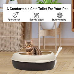 Cat litter box with Detachable design, Leak-proof base, Portable handle, and Litter scoop, Semi-enclosed cat toilet for indoor cats & kittens, Durable PP material, Easy to clean 38 cm
