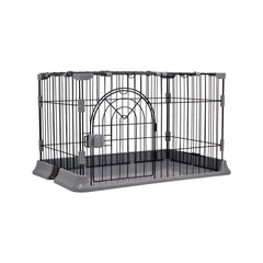 Cat cage with Metal wire and Lockable door, Multi-feature enclosed cat condo for Medium to large cats, Durable construction, Ideal for indoor/outdoor, Easy to assemble 74 cm (Black)