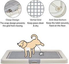 Dog potty training tray with Removable plastic grid and Non-slip base, Leak-proof dog toilet pad holder for Puppies & Small dogs, Indoor & Outdoor use, Easy to clean, 55 cm