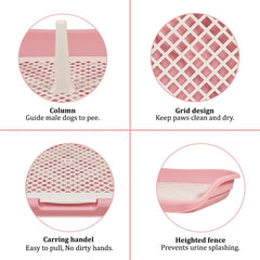 Dog toilet tray for small to medium dogs, Anti-splash plastic dog training tray with Raised fence, Column design, and Grid design, Detachable dog toilet for indoor pets, Easy to clean 48 cm