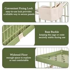 NNC PETS 3-Tier Cat Cage Playpen Kennel with Metal Wire - 162cm Large Cat Crate House - 3-lockable Doors, Wide Platforms, Climbing Ladder & Leak-Proof Base - Easy to Assemble (Green, Large)