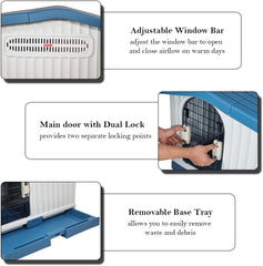 Plastic dog house for small to medium-sized Dogs, Durable PP Material dog house with Liftable Roof, Air vents, and Removable tray, Easy clean & Quick assembly for Indoor & Outdoor 88 cm