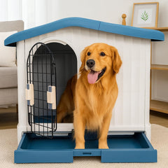 Plastic dog house for small to medium-sized Dogs, Durable PP Material dog house with Liftable Roof, Air vents, and Removable tray, Easy clean & Quick assembly for Indoor & Outdoor 88 cm