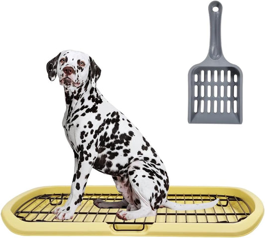 Dog toilet with Sturdy iron mesh, Carrying handle, and Litter scoop, Detachable indoor trainer for medium to large dogs, Flat dog toilet, Ideal for indoor & outdoor use 65 cm, Easy to clean