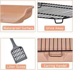 Dog toilet for small to medium dogs, Durable pet potty training tray with Raised design, shovel, and Detachable stainless steel grid, Ideal for indoor & outdoor, Easy to clean 53 cm