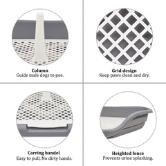 Dog toilet tray for small to medium dogs, Anti-splash plastic dog training tray with Raised fence, Column design, and Grid design, Detachable dog toilet for indoor pets, Easy to clean 48 cm