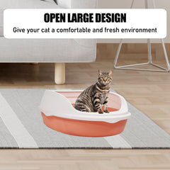 Semi-enclosed cat litter box with Splash-proof design, Detachable design, and Litter scoop, Durable plastic cat litter box for medium to large cats, Ideal for indoor/outdoor use 52 cm