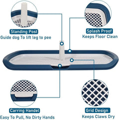 Dog potty training toilet for medium to large dogs, Durable plastic dog training pad holder with Detachable pee post, Carrying handle, and Grid design, Ideal for indoor & outdoor 66 cm