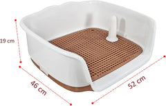Dog potty tray for medium to large dogs, Durable plastic dog toilet training tray with Raised fence, Pee post, and Detachable design, Ideal for indoor & outdoor, Easy to clean 52 cm