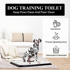 Dog Potty Training Tray - Dog Toilet Pee Pad with Detachable Pee Post - Grid Design & Non-slip Bottom - Indoor/Outdoor Pet Dog Toilet Tray for Large Dogs - Keep Floor Clean 65 cm