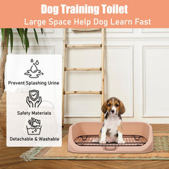 Dog toilet for small to medium dogs, Durable pet potty training tray with Raised design, shovel, and Detachable stainless steel grid, Ideal for indoor & outdoor, Easy to clean 53 cm