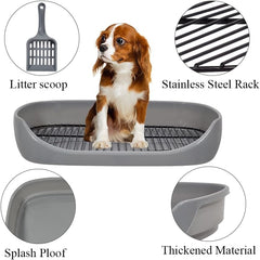 Dog toilet tray with Removable metal grid, Litter scoop, and Leak-proof design, Puppy potty training pad holder for Small to Medium dogs, Ideal for Indoor/Outdoor use, Easy to clean, 48 cm