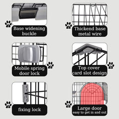 NNC PETS Cat Cage Kennel with 2-lockable Doors - 2-Tiier Metal Wire Pet Cat House Playpen for Indoor Cats - Cozy Hammock, Climbing Ladder, Drawer Tray & Universal Wheels, Easy Assembly (Grey, 108 cm)