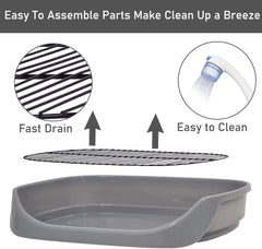 Dog toilet tray with Removable metal grid, Litter scoop, and Leak-proof design, Puppy potty training pad holder for Small to Medium dogs, Ideal for Indoor/Outdoor use, Easy to clean, 48 cm