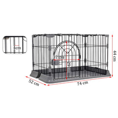 Cat cage with Metal wire and Lockable door, Multi-feature enclosed cat condo for Medium to large cats, Durable construction, Ideal for indoor/outdoor, Easy to assemble 74 cm (Black)