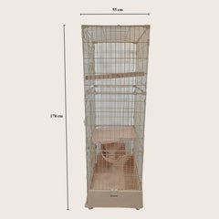 Large cat cage for Multi-cat household, 2-tier spacious cat cage with Multiple lockable doors, Climbing ladder, Food container, and Universal wheels, Ideal for Indoor/outdoor 178 cm (Pink)