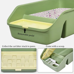 Semi-enclosed cat litter box for Kittens and Adult cats, Durable plastic cat toilet with Splash-proof design, built-in litter scoop, and Low entrance, Easy to clean 49 cm