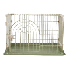Cat Cage Indoor | Pet Playpen Cage | Metal Wire Single-layer Cat Crate with Splash-Proof Base & Spring Door Lock | Ideal for Indoor/Outdoor Use | Easy to Assemble (Green, 84cm)