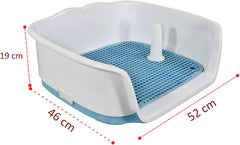 Dog potty tray for medium to large dogs, Durable plastic dog toilet training tray with Raised fence, Pee post, and Detachable design, Ideal for indoor & outdoor, Easy to clean 52 cm