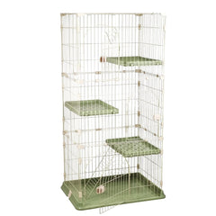 NNC PETS 3-Tier Cat Cage Playpen Kennel with Metal Wire - 162cm Large Cat Crate House - 3-lockable Doors, Wide Platforms, Climbing Ladder & Leak-Proof Base - Easy to Assemble (Green, Large)