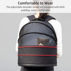 Pet carrier bag for cats and small dogs, Expandable cat backpack with Removable mat, Durable zipper, Ventilated mesh, and Adjustable shoulder straps, Ideal for Outdoor traveling 48 cm