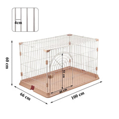 NNC PETS Cat Cage Indoor | Pet Playpen Cat Crate | Metal Wire Single-layer Cat House with Splash-Proof Base & Spring Door Lock | Ideal for Indoor/Outdoor Use | Easy to Assemble (Pink, 100cm)
