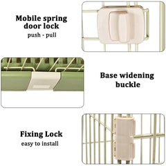Large cat cage with 3 lockable doors, Hammock, Wide platforms, Climbing ladder, Removable tray, and Universal wheels, Durable metal wire cat cage for indoor & outdoor, Easy assembly 190 cm (Green)