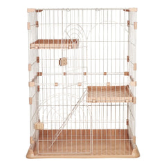 Cat Cage Playpen with 2-Lockable Doors, Wide Platforms, Climbing Ladder, and Leak-Proof Plastic Base, 2-Tier Metal Wire Pet Cage for Indoor/Outdoor Use, Ideal for Multi-Cat Households, 108 cm, Pink