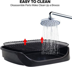 Dog toilet tray with Removable metal grid, Litter scoop, and Leak-proof design, Puppy potty training pad holder for Small to Medium dogs, Ideal for Indoor/Outdoor use, Easy to clean, 48 cm