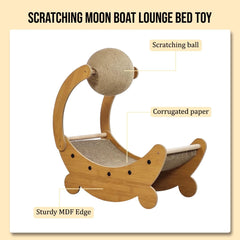 2-in-1 Cat scratcher & bed with Durable corrugated cardboard, Scratching ball, and Sturdy MDF board, Comfortable cat scratcher for Resting & Scratching, Ideal for indoor cats 56 cm (Brown)
