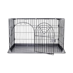 NNC PETS Cat Cage Indoor | Pet Playpen Cage | Metal Wire Single-layer Cat Crate with Splash-Proof Base & Spring Door Lock | Ideal for Indoor/Outdoor Use | Easy to Assemble (Grey, 100cm)