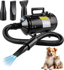 Dog Grooming - Pet Grooming Hair Dryer Blower Vacuum for Cat & Dogs- 240V Blowing Machine with Adjustable Speed & Heat, Low-Noise Design, Durable ABS Body, Portable Handle,3 Nozzles,(Black)