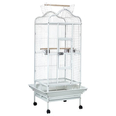 Bird Cage Large with Open-Top Design, Parrots, Parakeet, Macaw | Feeding Bowls & Wooden Perches | Removable Tray & Universal Wheels | Suitable for All Birds