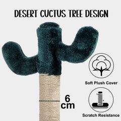 Cat tree scratcher with Cactus shape design, Sisal scratching post, and Sturdy base, Durable cat tree activity center for small cats & kittens, Ideal for indoor use, Easy assembly 40 cm (Green)