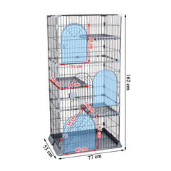 NNC PETS 3-Tier Large Cat Cage Playpen Kennel - 162cm Metal Wire Cat Crate House with 3-lockable Doors, Wide Platforms, Climbing Ladder & Leak-Proof Base - Easy to Assemble (Dark Grey, Large)
