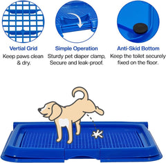 Dog toilet for Puppies and Small dogs, Durable plastic dog potty tray with Leak-proof design, Grid design, and Anti-slip bottom, Lightweight pet training tray for Indoor/Outdoor use 49 cm