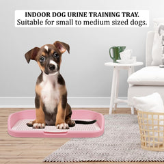 Dog toilet tray for small to medium dogs, Anti-splash plastic dog training tray with Raised fence, Column design, and Grid design, Detachable dog toilet for indoor pets, Easy to clean 48 cm