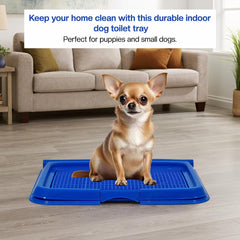Dog toilet for Puppies and Small dogs, Durable plastic dog potty tray with Leak-proof design, Grid design, and Anti-slip bottom, Lightweight pet training tray for Indoor/Outdoor use 49 cm